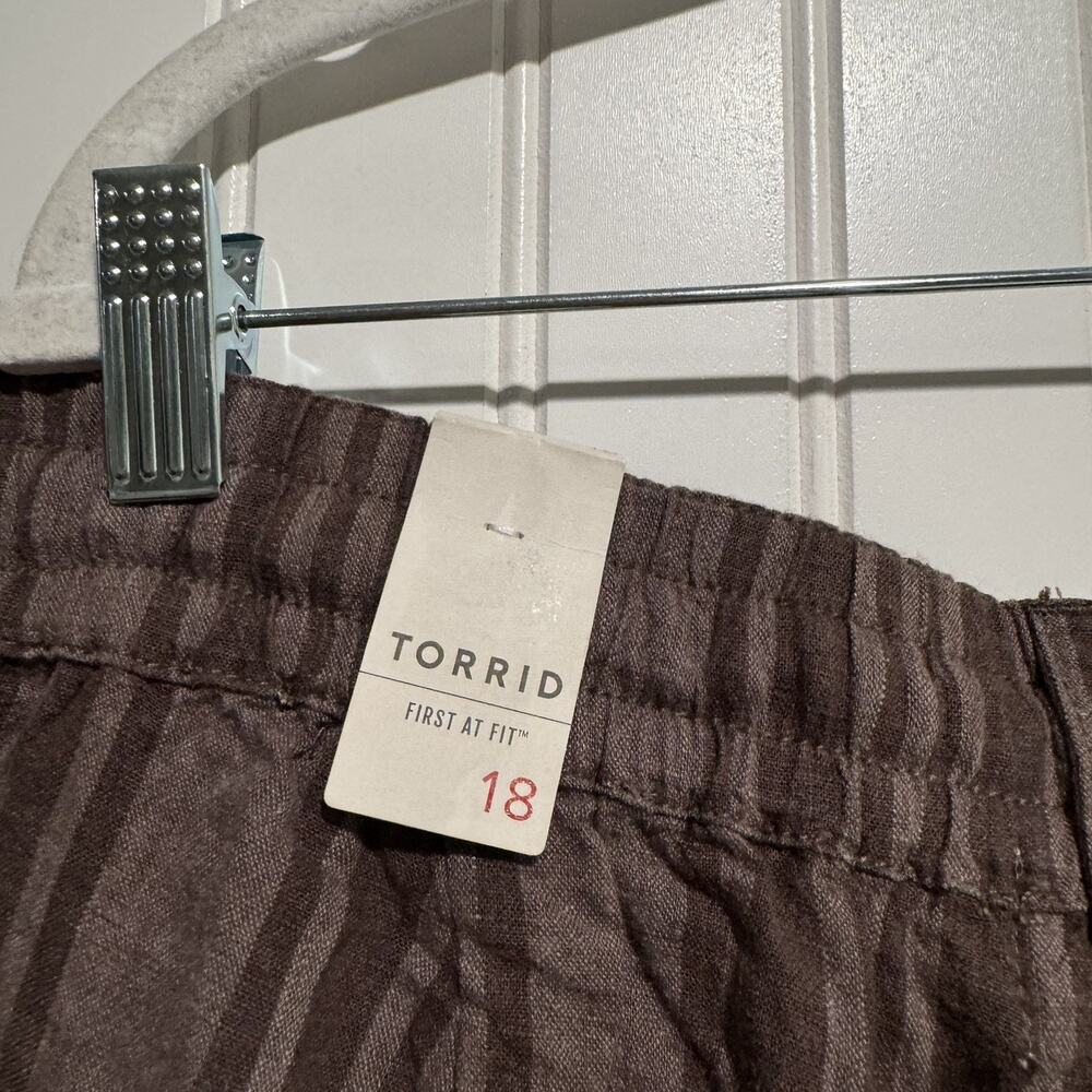 Torrid Brown Striped Linen Shorts Pull On NEW Plus Size 18 - Picture 7 of 8